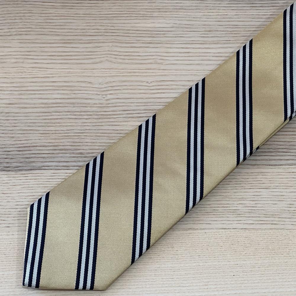 Brooks Brothers‎ Makers Yellow/ Blue/ White Striped Neck Tie Men's 57"